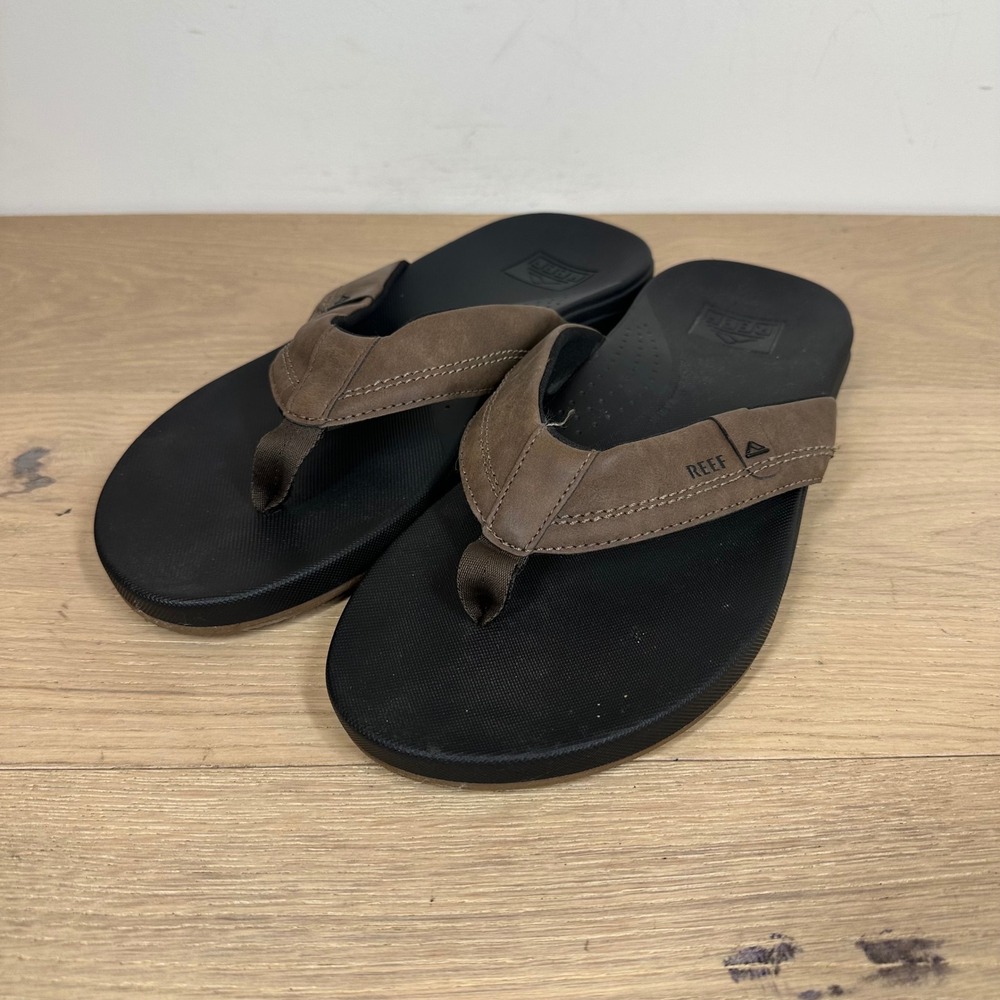 Reef Cushion Spring Flip Flops Mens 11 Brown Black Synthetic Anatomical Sandal